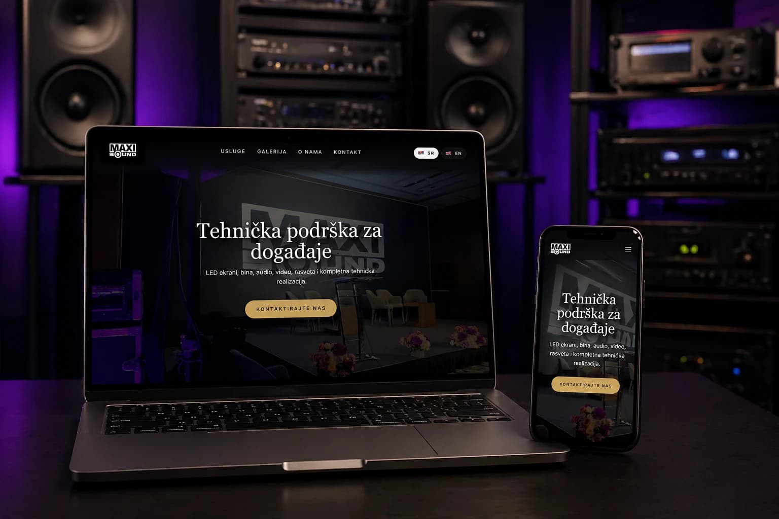 MAXI Sound web sajt za tehničku podršku za događaje